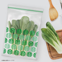プラスプラス デザインジッパーバッグ L 26×35cm 葉っぱ柄 保存袋 冷凍・レンジ解凍可 1箱（12枚入）オルディ