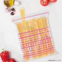 プラスプラス デザインジッパーバッグ ML 25×28cm ライン柄 保存袋 冷凍・レンジ解凍可 1箱（15枚入）オルディ