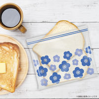 プラスプラス デザインジッパーバッグ M 23×17cm 花柄 保存袋 冷凍・レンジ解凍可 1箱（25枚入）オルディ