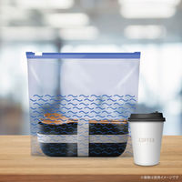 プラスプラス カラーデザインスライダーバッグ ML マチ付 25×24×8cm ブルー 冷凍・レンジ解凍可 1箱（12枚入）オルディ