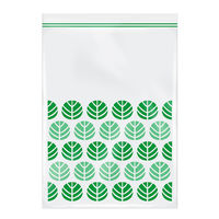 プラスプラス デザインジッパーバッグ L 26×35cm 葉っぱ柄 保存袋 冷凍・レンジ解凍可 1セット（1箱（12枚入）×5）オルディ