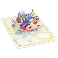 日本ホールマーク サンキュー グリーティングカード 立体箔ブルーフラワー 830045 1枚