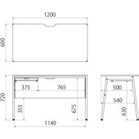 アスクル マルチワークデスク 幅1200×奥行600×高さ720mm ライトウッド/グレージュ 引出付 1台(2梱包) オリジナル