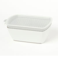 フタ付ちりとりザルボウル角 ホワイト LAKOLE/ラコレ