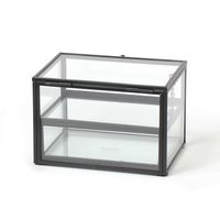 ガラスアクセサリーBOX2段 ブラック LAKOLE/ラコレ