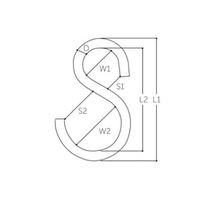 エスコ 53x 5mm Sフック(ステンレス製/1個) EA638AC-17 1セット(24個)（直送品）