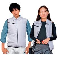 岡潮 空調ベストセット20203 シルバー L ブラシレスファン・モバイルバッテリー付 20203N-L-0930 1式 580-2014（直送品）