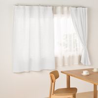 無印良品 麻平織ノンプリーツカーテン 幅１００×丈１０５ｃｍ用 オフ白 1セット（1枚×2） 良品計画