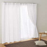無印良品 麻平織ノンプリーツカーテン 幅１００×丈１７８ｃｍ用 オフ白 1セット（1枚×2） 良品計画