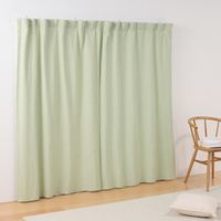 無印良品 綿洗いざらし平織ノンプリーツカーテン 幅１００×丈２００ｃｍ用 グリーン 良品計画