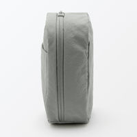 無印良品 リンクルナイロン 大きく開くスクエアポーチ グレー 約１４×１６×６ｃｍ 良品計画