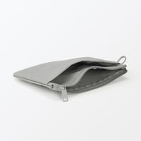 無印良品 リンクルナイロン フラットポーチ グレー Ｍ 約１９×１３．５ｃｍ 良品計画