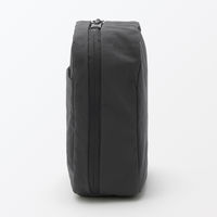 無印良品 リンクルナイロン 大きく開くスクエアポーチ ダークグレー 約１４×１６×６ｃｍ 良品計画