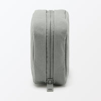 無印良品 リンクルナイロン 大きく開くポーチ グレー Ｍ 約１５×９×４．５ｃｍ 良品計画