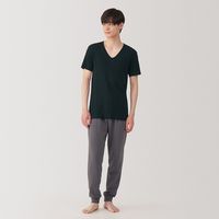 【メンズ】無印良品 紳士 さらっと綿 Ｖネック半袖Ｔシャツ 紳士Ｌ 黒 良品計画