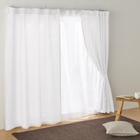無印良品 麻平織ノンプリーツカーテン 幅１００×丈２００ｃｍ用 オフ白 1セット（1枚×2） 良品計画