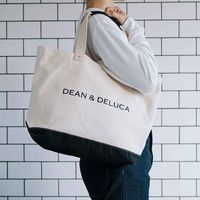 DEAN&DELUCA（ディーン&デルーカ） ブラック&ナチュラル　キャンバストートバッグ 大容量 A3サイズ 4580379227544 1個