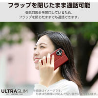らくらくスマートフォン F-53E ケース レザー 手帳型 超軽量 レッド PM-F244PLFURD エレコム 1個（直送品）