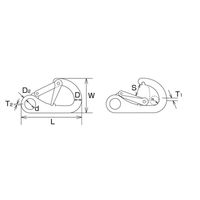 エスコ 108x64mm スナップフック(ロック付/ステンレス製) EA638JM-28 1個（直送品）