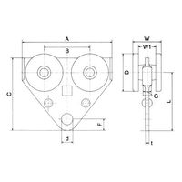 エスコ 4号レール用トロリー複車 EA970BC-24 1個（直送品）