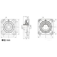 エスコ UCF207/ 35mm 角フランジ形ユニット EA966MJ-207 1個（直送品）