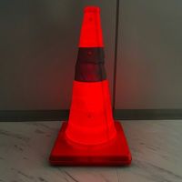 エスコ 250x250x450mm カラーコーン(LED付/伸縮式) EA983FT-200A 1個（直送品）