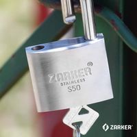 ZARKER ザーカー ステンレス製 鍵付き南京錠 Sシリーズ ワンタッチ施錠機能 ツル径8mm ブリスターパック入 S50 1個（直送品）