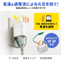 サンワサプライ 温度&電流ヒューズ内蔵アダプタ TAP-AD16W 1個