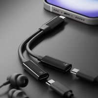 PGA USB-C充電ポート付 USB-C to イヤホン変換アダプタ ブラック PG-TYCCHG01BK 1個（直送品）