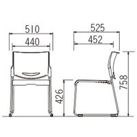 【軒先渡し】SANKEI CM26 スタッキングチェア 背座樹脂タイプ ヌードブラック CM26-MS(BK) 1脚（直送品）