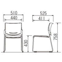 【軒先渡し】SANKEI CM26 スタッキングチェア オレンジ CM26-MY(BK)_OR 1セット(5脚入)（直送品）