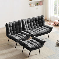 【軒先渡し】URBAN スタイリッシュソファ オットマン セット 1人掛 ブラック LT-2022N-1P-BK 1セット（直送品）