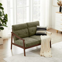 【軒先渡し】URBAN 木肘ソファ 2人掛 幅1230mm ブラウン×グリーン ZF-1533-2P BR/GN 1台（直送品）