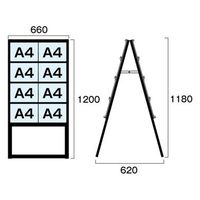 常磐精工 ブラックカードケーススタンド看板 A4横16両面ハイ アームキャスターセット BCCSK-A4Y16RH-KSET 1台（直送品）