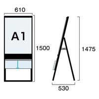 常磐精工 ブラックカタログケーススタンド看板 Uタイプ A1片面 アームキャスターセット BKCSKU-A1K-KSET 1台（直送品）