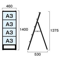 常磐精工 ブラックカードケーススタンド看板 A3横4片面 アームキャスターセット BCCSK-A3Y4K-KSET 1台（直送品）