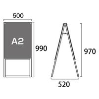 常磐精工 ブラックポスター用スタンド看板マグネジ A2両面ブラック アームキャスターセット BPSSKMN-A2RB-KSET 1台（直送品）