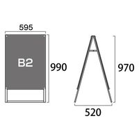 常磐精工 ブラックポスター用スタンド看板マグネジ B2両面ブラック アームキャスターセット BPSSKMN-B2RB-KSET 1台（直送品）