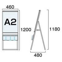 常磐精工 パンフレットケーススタンド看板 Uタイプ A2片面 アームキャスターセット PCSKU-A2K-KSET 1台（直送品）