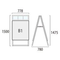 ポスターグリップスタンド看板カタログケース付(屋内用) B1両面ブラック アームキャスターセット PGSKK-B1RB-KSET 1台（直送品）