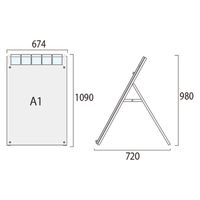常磐精工 ポスター用スタンド看板マグネジ パンフレットケース付 A1ロウ片面ホワイト(屋内用) アームキャスターセット 1台（直送品）