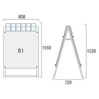 常磐精工 ポスター用スタンド看板マグネジ パンフレットケース付 B1両面ホワイト(屋外用) アームキャスターセット 1台（直送品）