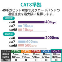 LANケーブル cat8 2m 爪折れ防止 ギガビット より線 メタリックブルー LD-OCTT/BM20 エレコム 1個（わけあり品）