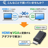 サンワサプライ HDMI-VGA変換アダプタ(オーディオ出力付き) AD-HD25VGA 1個（わけあり品）