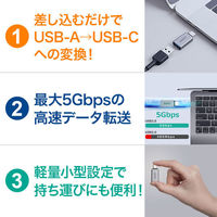 変換アダプタ USB-A[メス]-Type-C[オス] シルバー CB-A22 1セット（2個入） AUKEY（わけあり品）