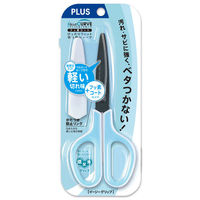 プラス はさみ フィットカットカーブ フッ素コート ホワイト/ブルー SC-175SF 34516（わけあり品）
