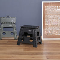 不二貿易 フォールディングステップスツール H32cm BK 77522 1個