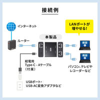 サンワサプライ  スイッチングハブ（USB Type-C給電・3ポート） LAN-GIGAC302BK（直送品）