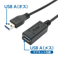 ナカバヤシ USB延長ケーブル　マグネットタイプ　2ｍ USBーEXM302/BK 1個