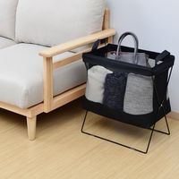 YAMAZEN 【荷物入れ】メッシュバスケット ハイタイプ M 折りたたみ 収納ボックス HTB-MH(BK) 1個